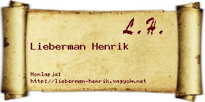 Lieberman Henrik névjegykártya